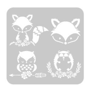 Stencil EQarte reutilizable 30 x 30cms 1019 Animales del bosque