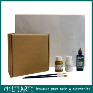 Set artístico Acrilicos y tabla entelada