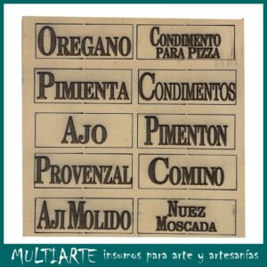 Sello bajo relieve 15x15cms Palabras 1152