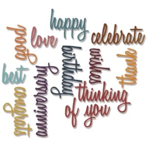 Cortante Thinlits Sizzix - Celebration Words: Script by Tim Holtz 12 Pzs 660223