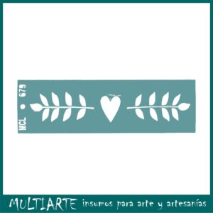 Stencil  6 x 20cms MCL - 679 Hojas Corazon