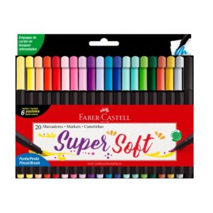 Marcadores Finos x20 Faber Supersoft punta pincel