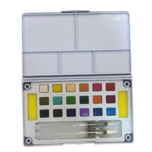 Set de Acuarelas Profesionales 24 Colores con 2 Pincel para agua y paleta