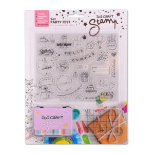 Set de sellos Cumpleaños Ibi Craft + tinta + base acrilico