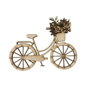 Bici de MDF 10cms largo modelo Flores