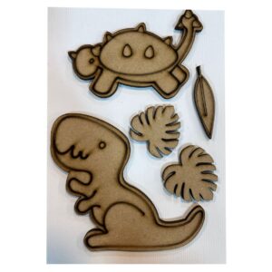 Set de figuras de MDF listas para decorar Dinosaurios