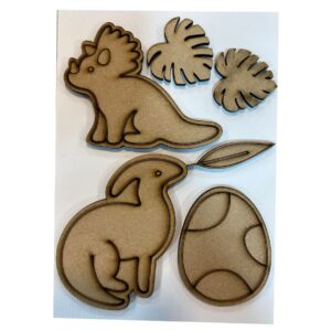 Set de figuras de MDF listas para decorar Dinosaurios