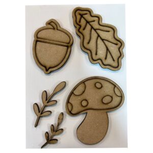 Set de figuras de MDF listas para decorar Hongos