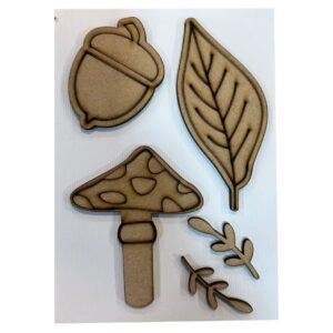 Set de figuras de MDF listas para decorar Hongos