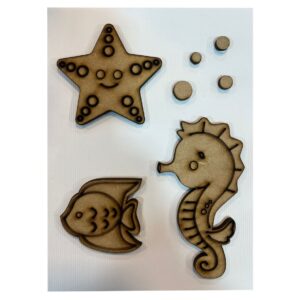 Set de figuras de MDF listas para decorar Animales del mar