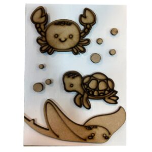 Set de figuras de MDF listas para decorar Animales del mar