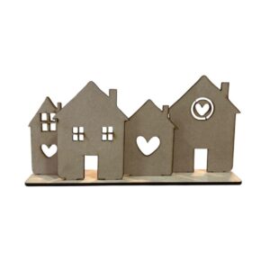 Set de Casitas con base en MDF 25x05x13cms de alto
