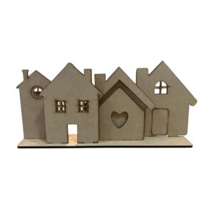 Set de Casitas con base en MDF 26.5x05x13cms de alto