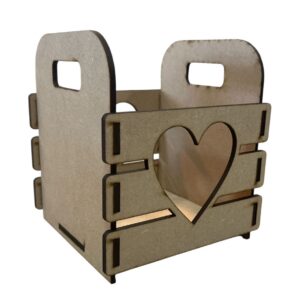 Cajon de MDF Chico 11,5x11,5cms 13cms alto Corazon Calado