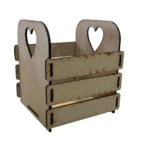 Cajon de MDF Chico 11,5x11,5cms 13cms alto Corazones