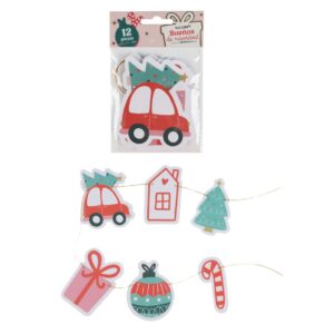 Set de 12 troqueles guirnalda en 6 diseños diferentes y 1m de hilo dorado Ibi Craft Colección Sueños de Navidad