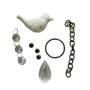 Kit de materiales para borlas Pajarito Resina mini con caireles