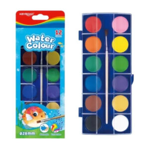 Acuarelas en pastilla Keyroad x 12 unidades con pincel y caja plastica